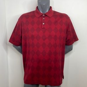 St. John’s Bay Men’s Polo Shirt Short Sleeves 2XL Maroon & Red Diamond Pattern